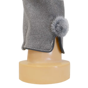 THSG1066: Grey: Fur Pom Pom Gloves
