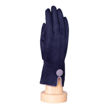 Load image into Gallery viewer, One Button Grey Border Gloves | Navy
