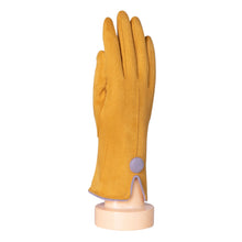 Load image into Gallery viewer, One Button Grey Border Gloves | Mustard

