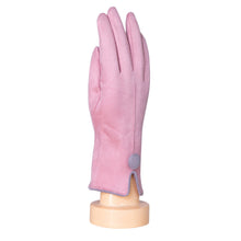 Load image into Gallery viewer, One Button Grey Border Gloves | Pink
