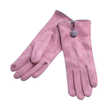 Load image into Gallery viewer, One Button Grey Border Gloves | Pink
