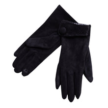 Load image into Gallery viewer, THSG1073: Black: Cuff Snake Print Button Gloves

