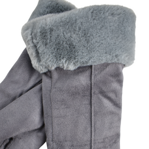 THSG1094: Grey: Faux Fur Double Layer Gloves