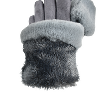Load image into Gallery viewer, THSG1094: Grey: Faux Fur Double Layer Gloves
