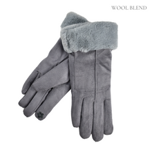 Load image into Gallery viewer, THSG1094: Grey: Faux Fur Double Layer Gloves
