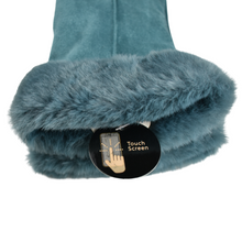 Load image into Gallery viewer, THSG1095: Teal: Faux Fur Double Layer Gloves