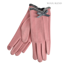 Load image into Gallery viewer, THSG1099: Pink: Faux Fur Trim Bow Gloves