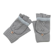 Load image into Gallery viewer, THSG1103: Grey: Convertible Fingerless Gloves with Buttoned Flap
