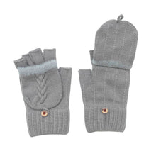 Load image into Gallery viewer, THSG1103: Grey: Convertible Fingerless Gloves with Buttoned Flap