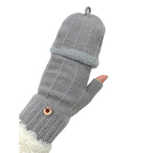 Load image into Gallery viewer, THSG1103: Grey: Convertible Fingerless Gloves with Buttoned Flap