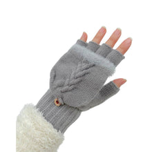 Load image into Gallery viewer, THSG1103: Grey: Convertible Fingerless Gloves with Buttoned Flap