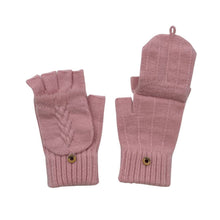 Load image into Gallery viewer, THSG1104: BabyPink: Convertible Fingerless Gloves with Buttoned Flap