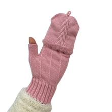 Load image into Gallery viewer, THSG1104: BabyPink: Convertible Fingerless Gloves with Buttoned Flap
