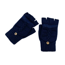 Load image into Gallery viewer, THSG1106: Navy: Convertible Fingerless Gloves with Buttoned Flap