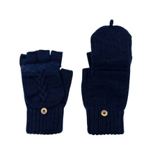 Load image into Gallery viewer, THSG1106: Navy: Convertible Fingerless Gloves with Buttoned Flap