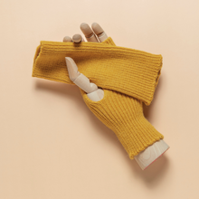 Load image into Gallery viewer, THSG1119: Mustard: Ribbed Fingerless Gloves