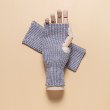 Load image into Gallery viewer, THSG1120: Grey: Ribbed Fingerless Gloves