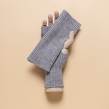 Load image into Gallery viewer, THSG1120: Grey: Ribbed Fingerless Gloves