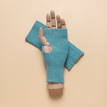 Load image into Gallery viewer, THSG1121: Teal: Ribbed Fingerless Gloves