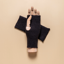 Load image into Gallery viewer, THSG1125: Black: Ribbed Fingerless Gloves