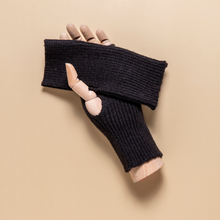 Load image into Gallery viewer, THSG1125: Black: Ribbed Fingerless Gloves