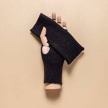 Load image into Gallery viewer, THSG1125: Black: Ribbed Fingerless Gloves