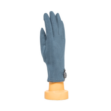 Load image into Gallery viewer, THSG1126: Teal: Houndstooth Button Border Gloves