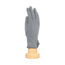 Load image into Gallery viewer, THSG1129: Grey: Houndstooth Button Border Gloves