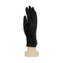 Load image into Gallery viewer, THSG1130: Black: Houndstooth Button Border Gloves