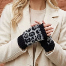 Load image into Gallery viewer, THSG1135: Grey: Faux Fur Cuff Fingerless Gloves