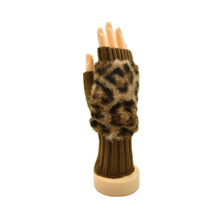 Load image into Gallery viewer, THSG1136: Brown: Faux Fur Cuff Fingerless Gloves
