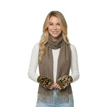 Load image into Gallery viewer, THSG1136: Brown: Faux Fur Cuff Fingerless Gloves