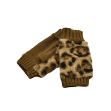 Load image into Gallery viewer, THSG1136: Brown: Faux Fur Cuff Fingerless Gloves