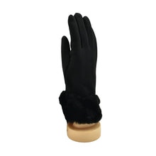 Load image into Gallery viewer, THSG1144: Black: Faux Fur Cuff Gloves