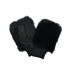 Load image into Gallery viewer, THSG1147: Black: Faux Fur Fingerless Gloves