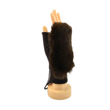 Load image into Gallery viewer, THSG1149: Chocolate: Faux Fur Fingerless Gloves
