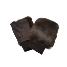 Load image into Gallery viewer, THSG1149: Chocolate: Faux Fur Fingerless Gloves