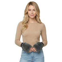 Load image into Gallery viewer, THSG1151: Grey: Faux Fur Fingerless Gloves