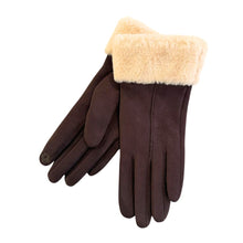 Load image into Gallery viewer, THSG1162: Brown: Faux Fur Double Layer Gloves