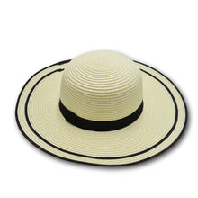 Load image into Gallery viewer, THSH1007: Milk White: Border Brim Sun Hat