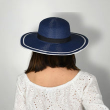 Load image into Gallery viewer, THSH1008: Navy: Border Brim Sun Hat