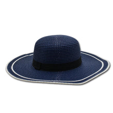 Load image into Gallery viewer, THSH1008: Navy: Border Brim Sun Hat
