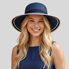 Load image into Gallery viewer, THSH1008: Navy: Border Brim Sun Hat