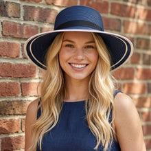 Load image into Gallery viewer, THSH1008: Navy: Border Brim Sun Hat