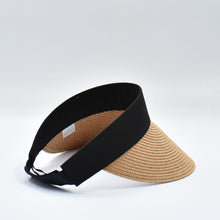 Load image into Gallery viewer, THSH1017: Camel: Adjustable Wide Brim Contrast Sun Visor Hat