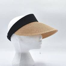 Load image into Gallery viewer, THSH1017: Camel: Adjustable Wide Brim Contrast Sun Visor Hat