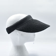 Load image into Gallery viewer, THSH1020: Black: Wide Brim Sun Visor Hat with Elastic Band