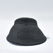 Load image into Gallery viewer, THSH1020: Black: Wide Brim Sun Visor Hat with Elastic Band