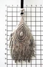 Load image into Gallery viewer, THSJ1166: Silver: Peacock Feather Pendant: Suede Leather Necklace