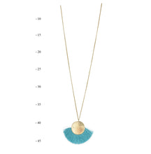 Load image into Gallery viewer, THSJ1189X:Aqua Blue : Fan Tassels Necklace